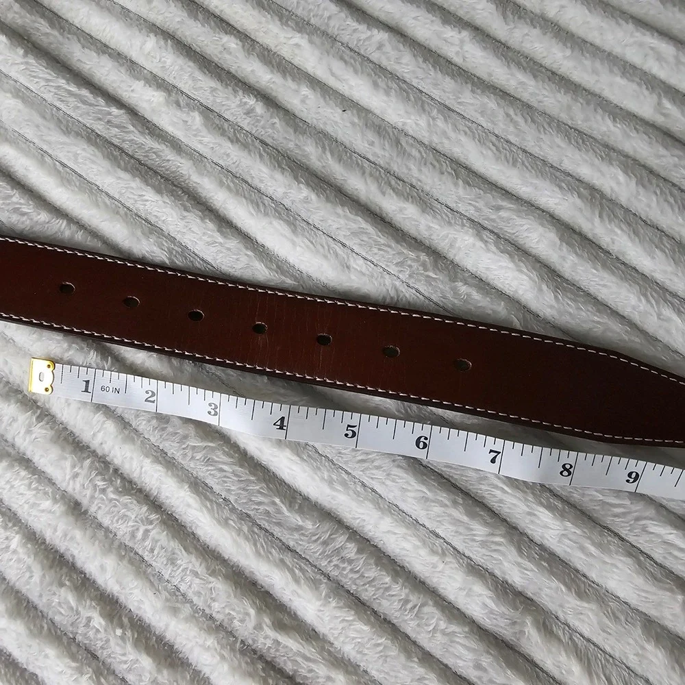 Chaoren Mens Reversible Stitched Leather Belt 34 Brown Classic Professional